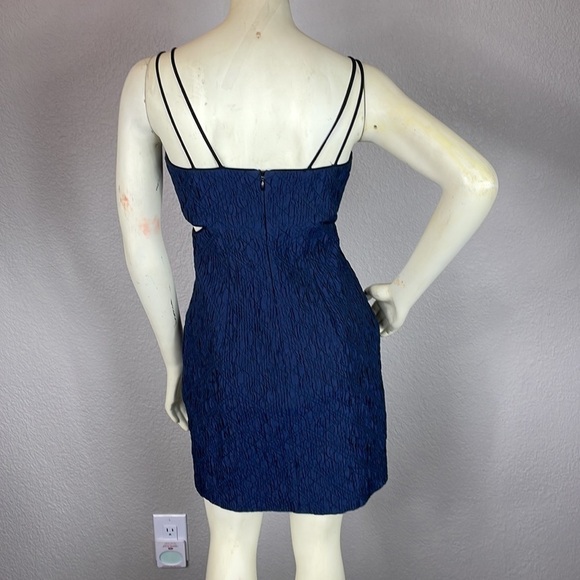 Jonathan Simkhai Navy Blue Crinkle Quilted Textured Cut Out Bodycon Dress 10 - Picture 4 of 12